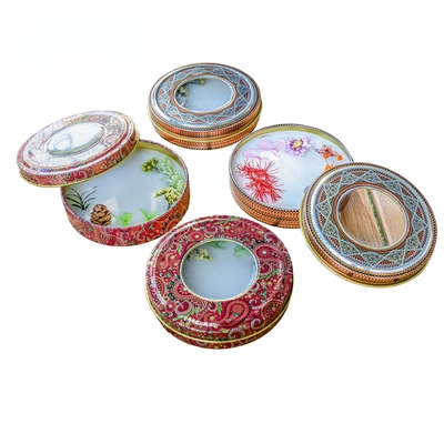 アルミニウム化粧品の錫箱は円形のスパイスの貯蔵のコーヒー サフランの瓶に金属をかぶせる
